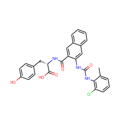 Cc1cccc(Cl)c1NC(=O)Nc1cc2ccccc2cc1C(=O)N[C@@H](Cc1ccc(O)cc1)C(=O)O ZINC000040835182