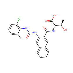 Cc1cccc(Cl)c1NC(=O)Nc1cc2ccccc2cc1C(=O)N[C@H](C(=O)O)[C@@H](C)O ZINC000040836067