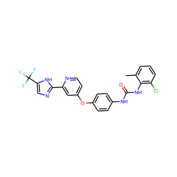 Cc1cccc(Cl)c1NC(=O)Nc1ccc(Oc2ccnc(-c3ncc(C(F)(F)F)[nH]3)c2)cc1 ZINC000084653637