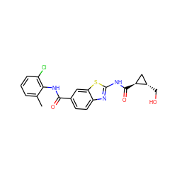 Cc1cccc(Cl)c1NC(=O)c1ccc2nc(NC(=O)[C@H]3C[C@@H]3CO)sc2c1 ZINC000013533990