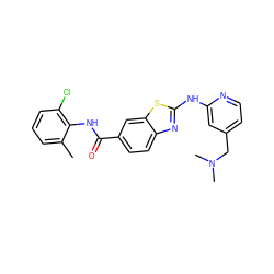 Cc1cccc(Cl)c1NC(=O)c1ccc2nc(Nc3cc(CN(C)C)ccn3)sc2c1 ZINC000013536580