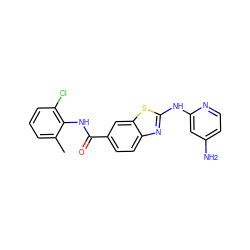 Cc1cccc(Cl)c1NC(=O)c1ccc2nc(Nc3cc(N)ccn3)sc2c1 ZINC000013536577