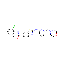 Cc1cccc(Cl)c1NC(=O)c1ccc2nc(Nc3cccc(CN4CCOCC4)n3)sc2c1 ZINC000013536597