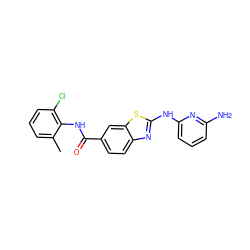 Cc1cccc(Cl)c1NC(=O)c1ccc2nc(Nc3cccc(N)n3)sc2c1 ZINC000013536590