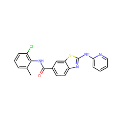 Cc1cccc(Cl)c1NC(=O)c1ccc2nc(Nc3ccccn3)sc2c1 ZINC000013536533