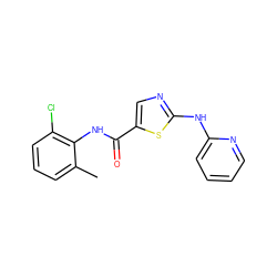 Cc1cccc(Cl)c1NC(=O)c1cnc(Nc2ccccn2)s1 ZINC000014952135