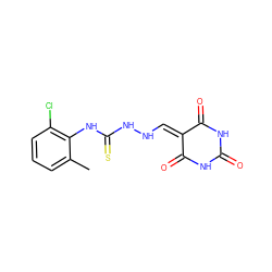 Cc1cccc(Cl)c1NC(=S)NNC=C1C(=O)NC(=O)NC1=O ZINC000096930162