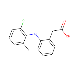 Cc1cccc(Cl)c1Nc1ccccc1CC(=O)O ZINC000026403083