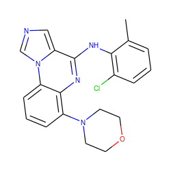 Cc1cccc(Cl)c1Nc1nc2c(N3CCOCC3)cccc2n2cncc12 ZINC000026570359