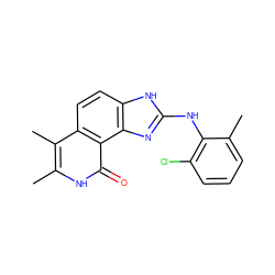 Cc1cccc(Cl)c1Nc1nc2c(ccc3c(C)c(C)[nH]c(=O)c32)[nH]1 ZINC000013475200