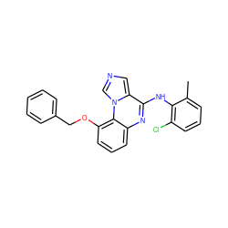 Cc1cccc(Cl)c1Nc1nc2cccc(OCc3ccccc3)c2n2cncc12 ZINC000013860303