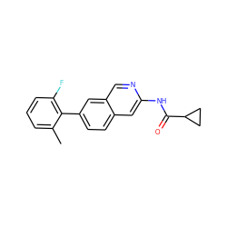 Cc1cccc(F)c1-c1ccc2cc(NC(=O)C3CC3)ncc2c1 ZINC000169700100