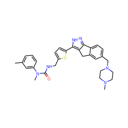 Cc1cccc(N(C)C(=O)NCc2ccc(-c3[nH]nc4c3Cc3cc(CN5CCN(C)CC5)ccc3-4)s2)c1 ZINC000036338881