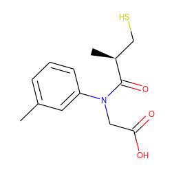 Cc1cccc(N(CC(=O)O)C(=O)[C@@H](C)CS)c1 ZINC000027732584