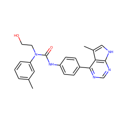 Cc1cccc(N(CCO)C(=O)Nc2ccc(-c3ncnc4[nH]cc(C)c34)cc2)c1 ZINC000299869562