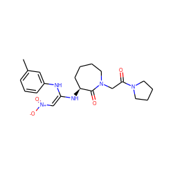 Cc1cccc(N/C(=C\[N+](=O)[O-])N[C@H]2CCCCN(CC(=O)N3CCCC3)C2=O)c1 ZINC000101030204