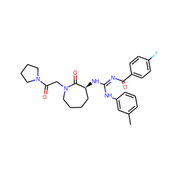 Cc1cccc(N/C(=N\C(=O)c2ccc(F)cc2)N[C@H]2CCCCN(CC(=O)N3CCCC3)C2=O)c1 ZINC000101201716