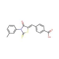 Cc1cccc(N2C(=O)/C(=C/c3ccc(C(=O)O)cc3)SC2=S)c1 ZINC000040380082