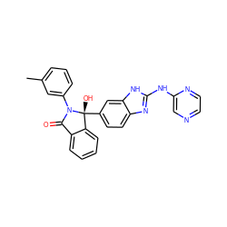 Cc1cccc(N2C(=O)c3ccccc3[C@@]2(O)c2ccc3nc(Nc4cnccn4)[nH]c3c2)c1 ZINC000116257251