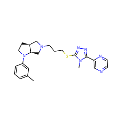 Cc1cccc(N2CC[C@H]3CN(CCCSc4nnc(-c5cnccn5)n4C)C[C@H]32)c1 ZINC000653723358