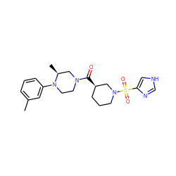 Cc1cccc(N2CCN(C(=O)[C@@H]3CCCN(S(=O)(=O)c4c[nH]cn4)C3)C[C@@H]2C)c1 ZINC000006494090