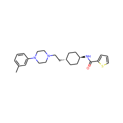 Cc1cccc(N2CCN(CC[C@H]3CC[C@H](NC(=O)c4cccs4)CC3)CC2)c1 ZINC000253635570