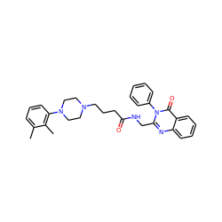 Cc1cccc(N2CCN(CCCC(=O)NCc3nc4ccccc4c(=O)n3-c3ccccc3)CC2)c1C ZINC000029123434