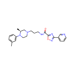 Cc1cccc(N2CCN(CCCNC(=O)c3nc(-c4cccnc4)no3)C[C@@H]2C)c1 ZINC000009405788