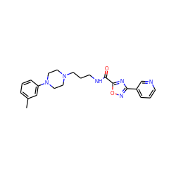 Cc1cccc(N2CCN(CCCNC(=O)c3nc(-c4cccnc4)no3)CC2)c1 ZINC000029043453