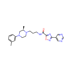 Cc1cccc(N2CCN(CCCNC(=O)c3nc(-c4cncnc4)no3)[C@H](C)C2)c1 ZINC000029043100