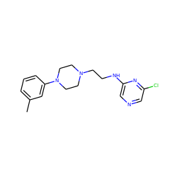 Cc1cccc(N2CCN(CCNc3cncc(Cl)n3)CC2)c1 ZINC000053558688