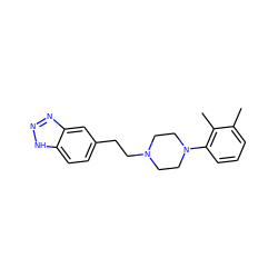 Cc1cccc(N2CCN(CCc3ccc4[nH]nnc4c3)CC2)c1C ZINC000028370733