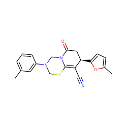 Cc1cccc(N2CSC3=C(C#N)[C@H](c4ccc(C)o4)CC(=O)N3C2)c1 ZINC000002442053