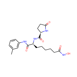 Cc1cccc(NC(=O)[C@H](CCCCCC(=O)NO)NC(=O)[C@H]2CCC(=O)N2)c1 ZINC000103231961