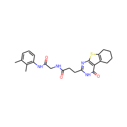 Cc1cccc(NC(=O)CNC(=O)CCc2nc3sc4c(c3c(=O)[nH]2)CCCC4)c1C ZINC000013015335