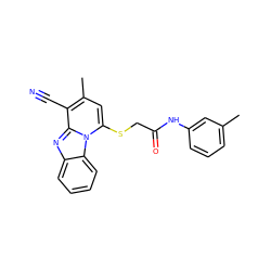 Cc1cccc(NC(=O)CSc2cc(C)c(C#N)c3nc4ccccc4n23)c1 ZINC000002453588