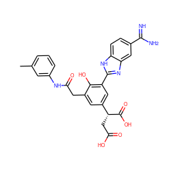 Cc1cccc(NC(=O)Cc2cc([C@@H](CC(=O)O)C(=O)O)cc(-c3nc4cc(C(=N)N)ccc4[nH]3)c2O)c1 ZINC000028571583