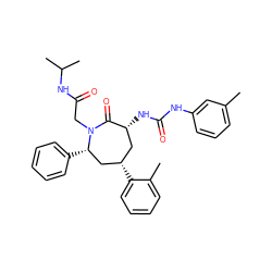 Cc1cccc(NC(=O)N[C@@H]2C[C@H](c3ccccc3C)C[C@H](c3ccccc3)N(CC(=O)NC(C)C)C2=O)c1 ZINC000026727015