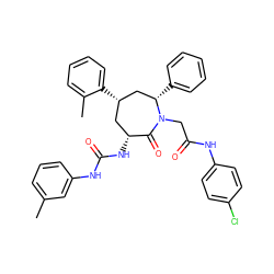 Cc1cccc(NC(=O)N[C@@H]2C[C@H](c3ccccc3C)C[C@H](c3ccccc3)N(CC(=O)Nc3ccc(Cl)cc3)C2=O)c1 ZINC000026735555