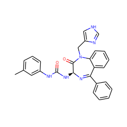 Cc1cccc(NC(=O)N[C@@H]2N=C(c3ccccc3)c3ccccc3N(Cc3c[nH]cn3)C2=O)c1 ZINC000000598349