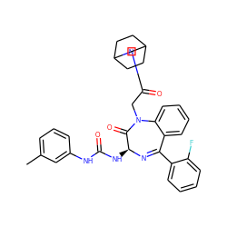 Cc1cccc(NC(=O)N[C@@H]2N=C(c3ccccc3F)c3ccccc3N(CC(=O)N3CC4CCC(CC4)C3)C2=O)c1 ZINC000001544495