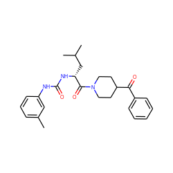 Cc1cccc(NC(=O)N[C@H](CC(C)C)C(=O)N2CCC(C(=O)c3ccccc3)CC2)c1 ZINC000026818473