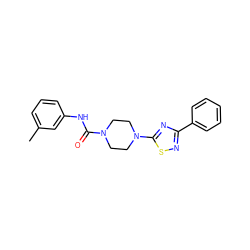 Cc1cccc(NC(=O)N2CCN(c3nc(-c4ccccc4)ns3)CC2)c1 ZINC000034836571