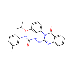 Cc1cccc(NC(=O)NNc2nc3ccccc3c(=O)n2-c2cccc(OC(C)C)c2)c1 ZINC000013779084