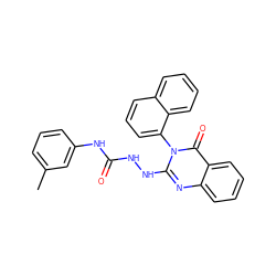 Cc1cccc(NC(=O)NNc2nc3ccccc3c(=O)n2-c2cccc3ccccc23)c1 ZINC000013779091