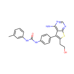 Cc1cccc(NC(=O)Nc2ccc(-c3c(CCO)sc4ncnc(N)c34)cc2)c1 ZINC000013673670