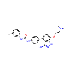 Cc1cccc(NC(=O)Nc2ccc(-c3ccc(OCCN(C)C)c4[nH]nc(N)c34)cc2)c1 ZINC000028604291