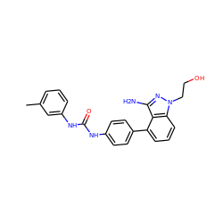 Cc1cccc(NC(=O)Nc2ccc(-c3cccc4c3c(N)nn4CCO)cc2)c1 ZINC000036176979