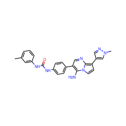 Cc1cccc(NC(=O)Nc2ccc(-c3cnc4c(-c5cnn(C)c5)ccn4c3N)cc2)c1 ZINC000040981275