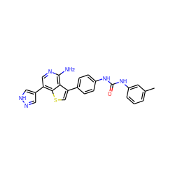 Cc1cccc(NC(=O)Nc2ccc(-c3csc4c(-c5cn[nH]c5)cnc(N)c34)cc2)c1 ZINC000063298123